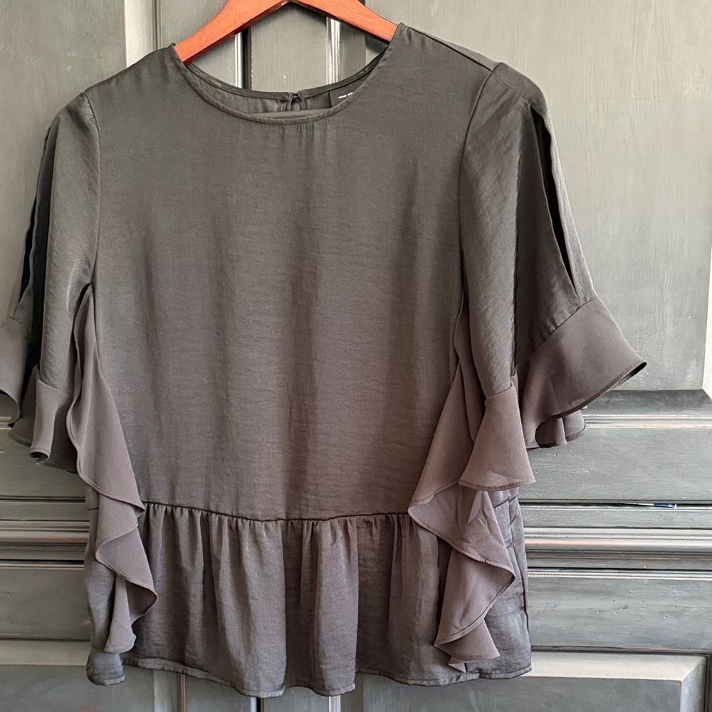 Elegant black Ruffle Sleeve Top